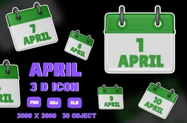 Calendrier d'avril Pack 3D Icon