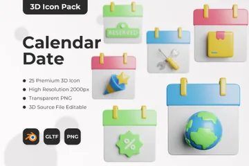 Date du calendrier Pack 3D Icon