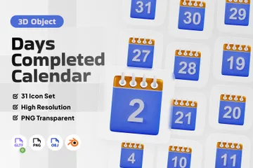 Date du calendrier Pack 3D Icon