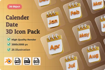 Date du calendrier en bois Pack 3D Icon