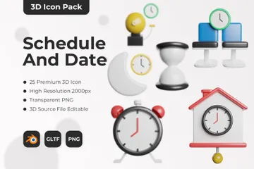 Horaire et date Pack 3D Icon