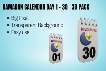 Calendrier du Ramadan, jours 1 à 30 Pack 3D Icon