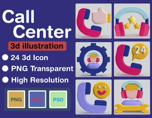 Call Center 3D Icon Pack