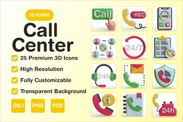 Call Center 3D Icon Pack