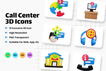 Call Center 3D Icon Pack