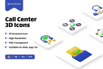 Call Center 3D Icon Pack