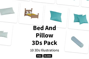 Cama y almohada Paquete de Icon 3D