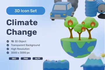 Cambio climático Paquete de Icon 3D