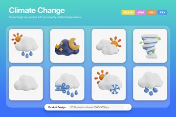 Cambio climático Paquete de Icon 3D