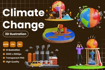 Cambio climático Paquete de Illustration 3D
