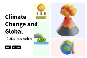 Cambio climático y calentamiento global Paquete de Icon 3D