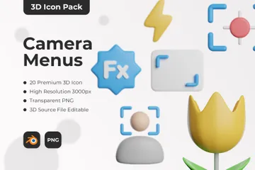 카메라 메뉴 3D Icon 팩