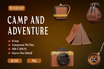 Camp und Abenteurer 3D Icon Pack