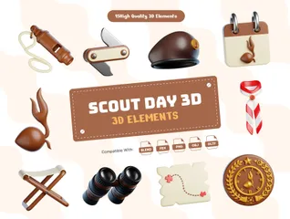 Aventura de campamento del día del Scout Paquete de Icon 3D