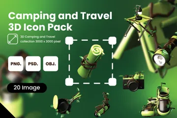 CAMPING AND TRAVEL 3D Icon Pack