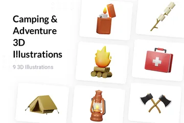 Acampamento e aventura Pacote de Illustration 3D