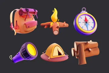 Camping et aventure en plein air Pack 3D Icon