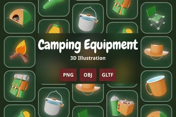 Camping Equipment 3D Icon Pack