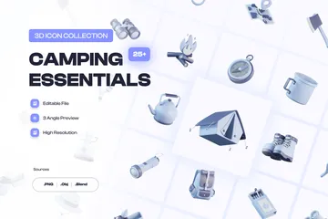 Camping-Grundausstattung 3D Icon Pack