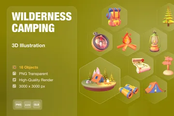 Camping sauvage Pack 3D Icon
