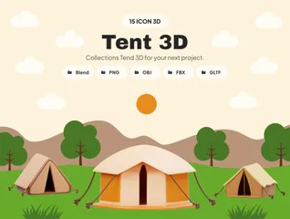 Camping Tent 3D Icon Pack