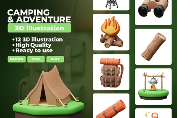 Camping und Abenteuer 3D Icon Pack