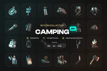 Campingausrüstung 3D Icon Pack