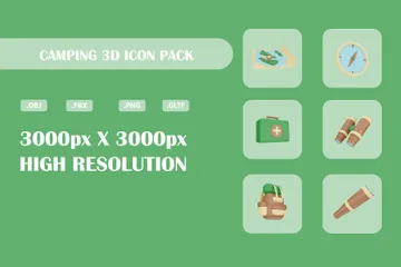 Camping-Ausrüstung 3D Icon Pack