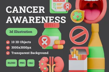 Cancer Awareness 3D Icon Pack