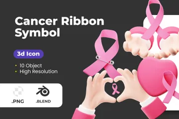 Cancer Ribbon Symbol 3D Icon Pack