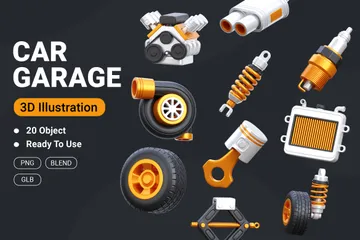 Car Garage 3D Icon Pack