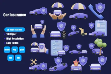 Car Insurance 3D Icon Pack