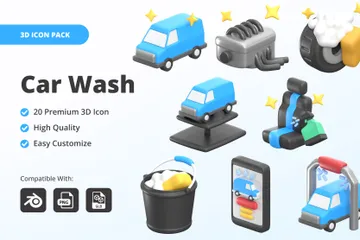 Car Wash 3D Icon Pack