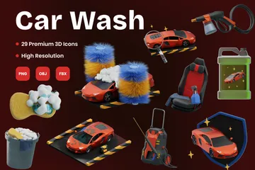 Car Wash 3D Icon Pack