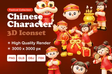 Personaje chino Paquete de Illustration 3D