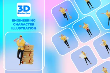 Carácter de ingeniería Paquete de Illustration 3D