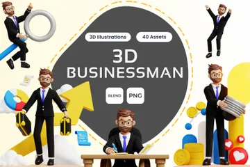 Carácter profesional de los negocios 3D Illustration Pack