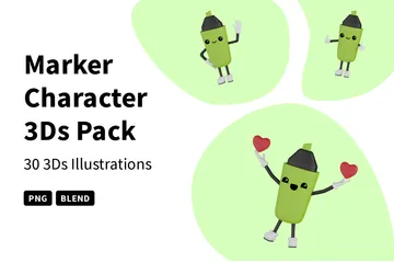 Personagem marcador 3D Illustration Pack