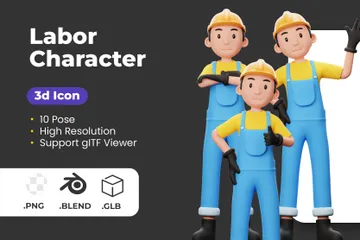 Caráter Trabalhista Pacote de Illustration 3D
