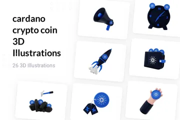 Cardano Crypto Coin 3D Illustration Pack