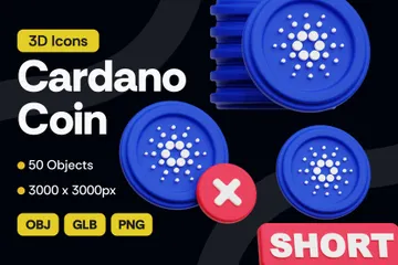 Cardano Crypto Coin 3D Icon Pack
