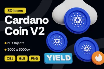 Cardano Crypto Coin V2 3D Icon Pack
