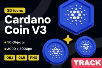 Cardano Crypto Coin V3 3D Icon Pack
