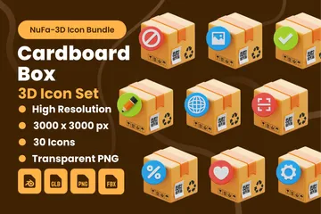 Cardboard Box 3D Icon Pack