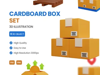 Cardboard Box Set 3D Icon Pack