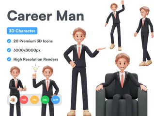 Career Man 3D Icon Pack