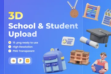 Carga de escuelas y estudiantes Paquete de Icon 3D