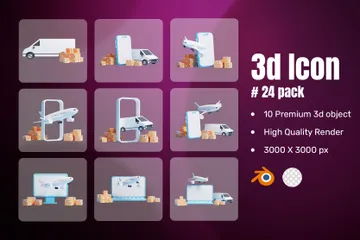 Cargo Delivery Service 3D Icon Pack