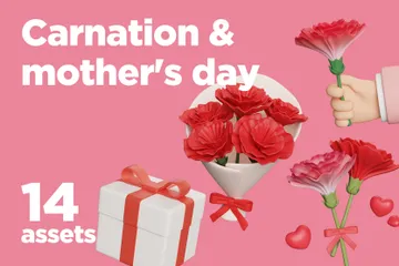 Carnation & Mother's Day 3D Icon Pack