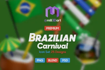 Carnaval Brasileiro Pacote de Icon 3D